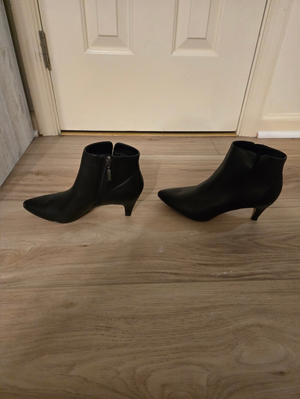 Limelight Black Pointed Toe Kitten Heel Ankle Booties